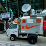 Nike x ONE PIECE Dr. B's mobile research lab outside the Harajuku pop-up in Tokyo