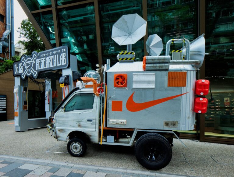 Nike x ONE PIECE Dr. B's mobile research lab outside the Harajuku pop-up in Tokyo