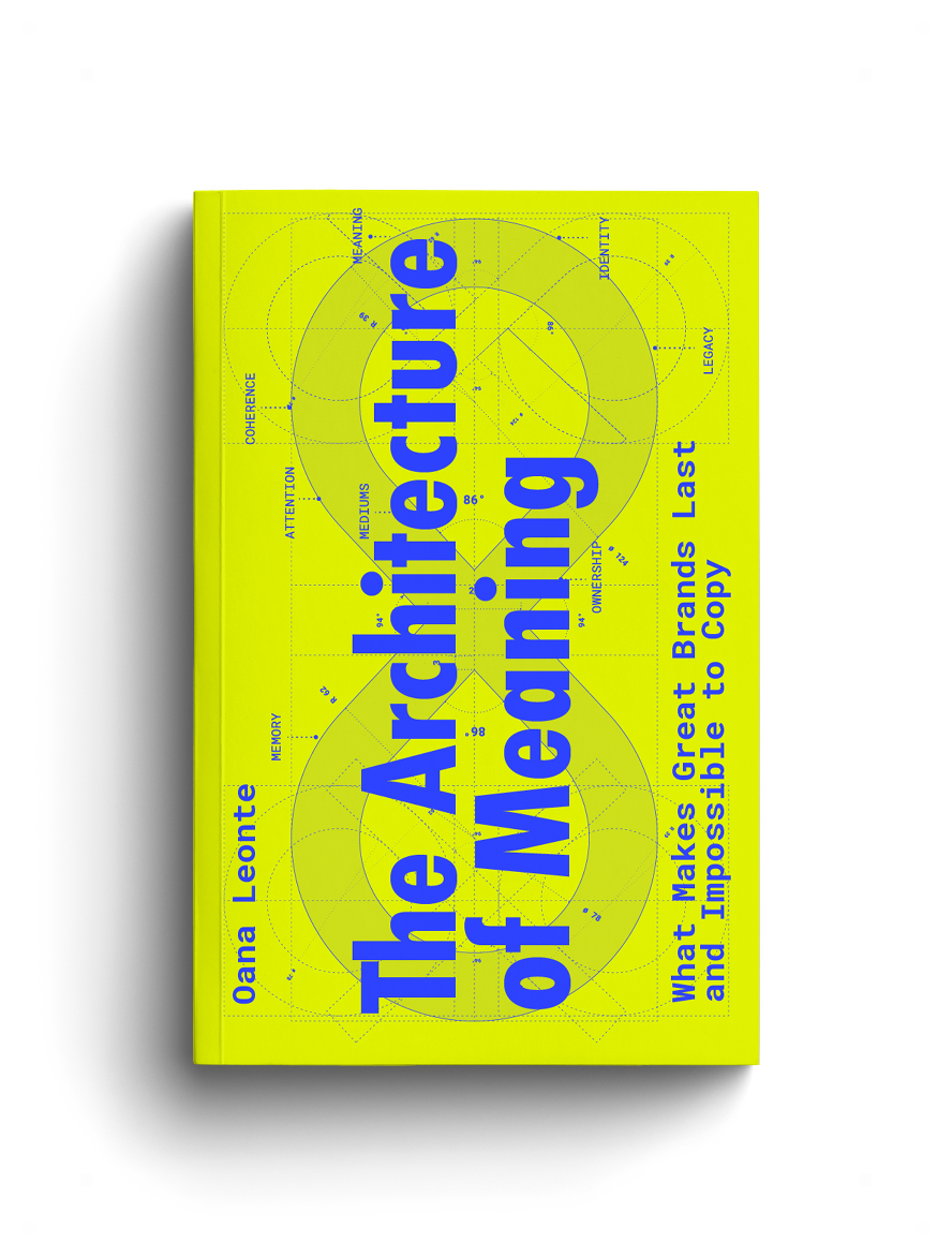 Cover of Oana Leonte’s The Architecture of Meaning, with blue lettering on a yellow background