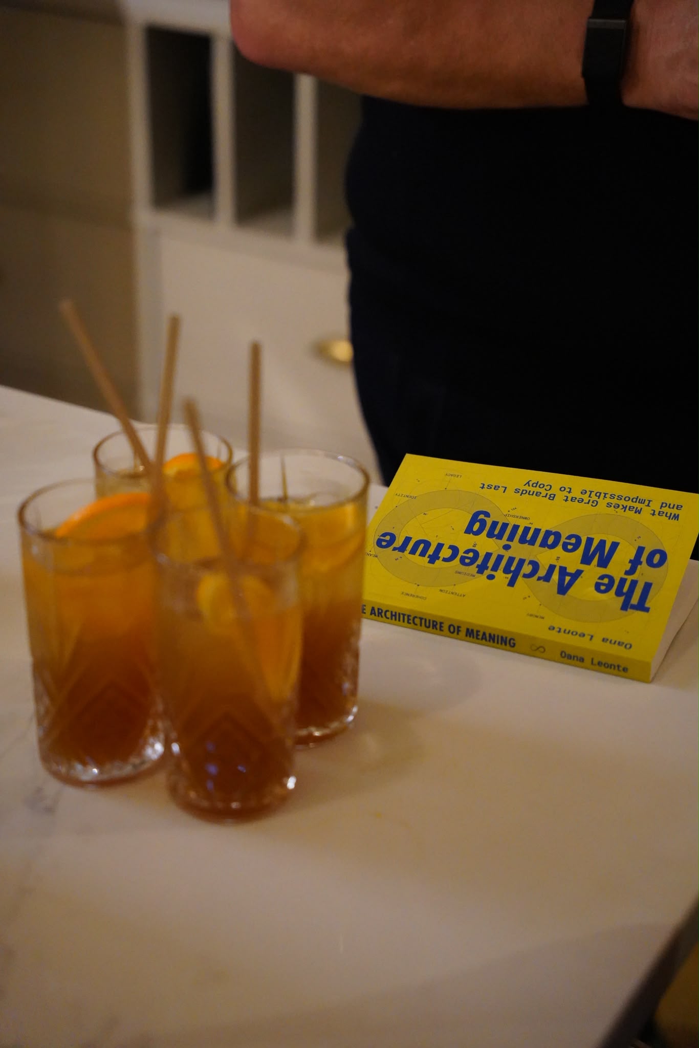 A copy of The Architecture of Meaning on a table at the book event