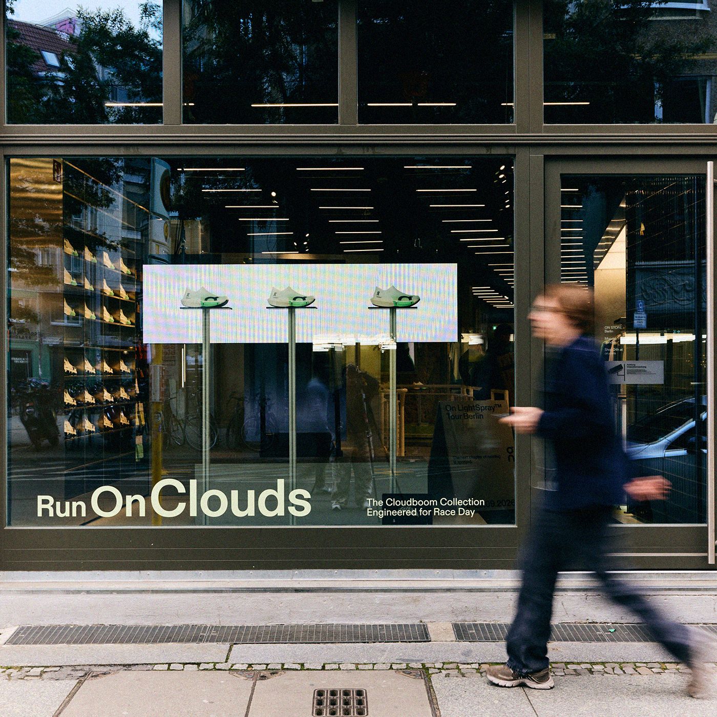 On Berlin store window display for the LightSpray activation