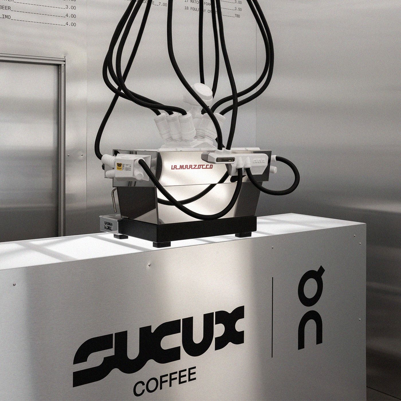 On and SUCUX Coffee social hub with a custom espresso machine
