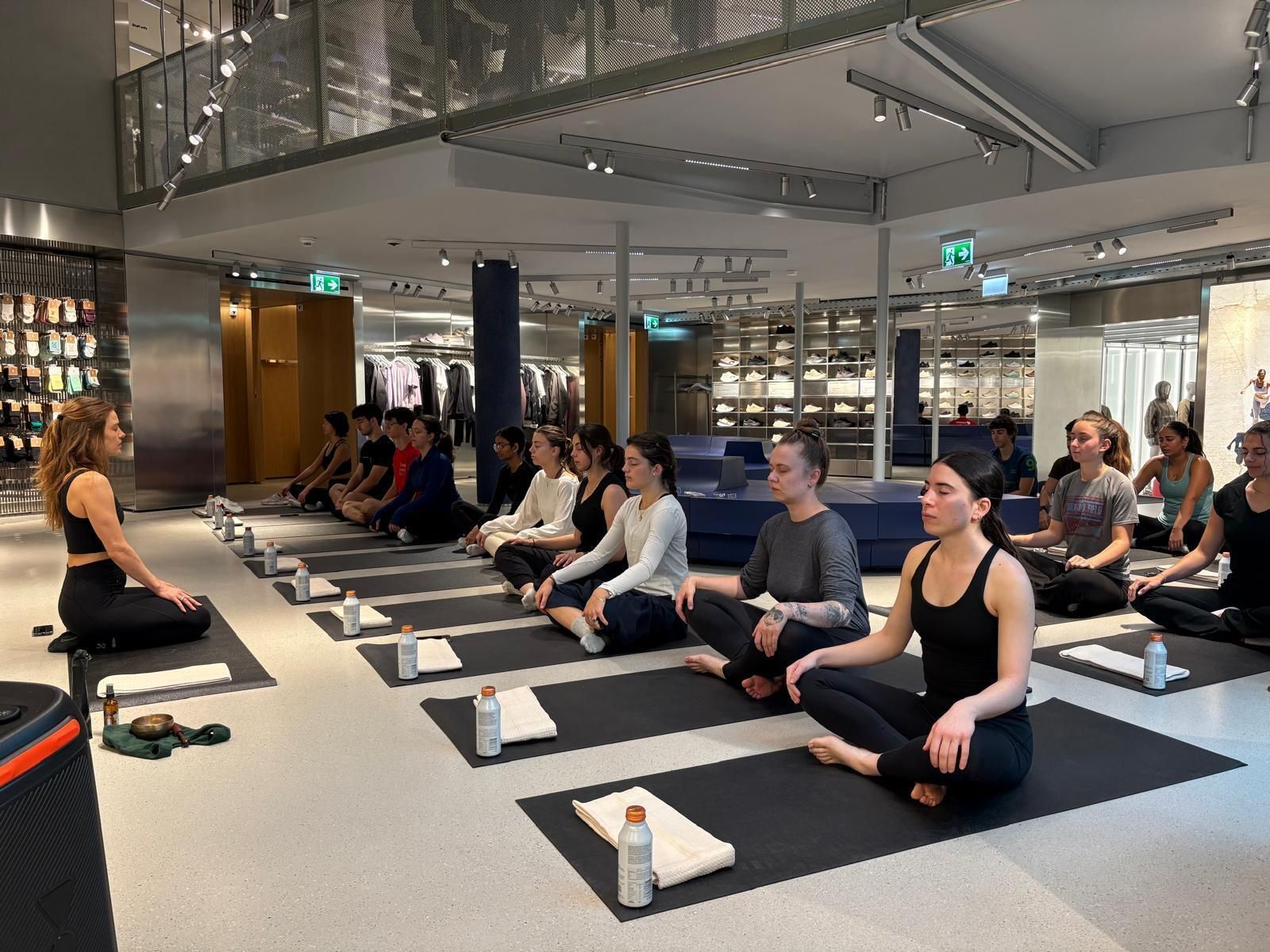 On InCube participants at a group yoga session