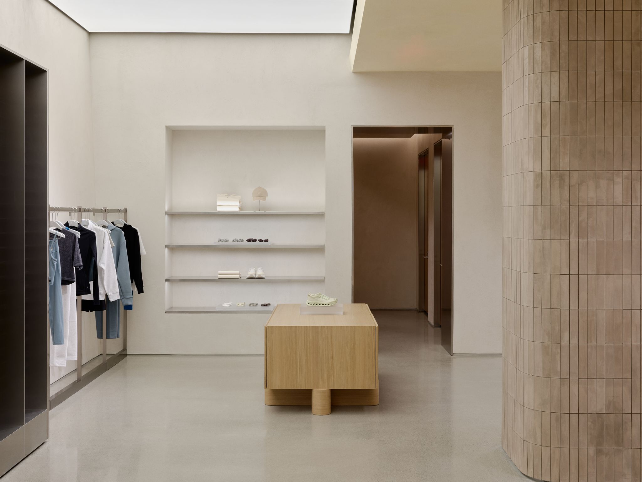 Apparel rails and pale display fixtures inside On Century City