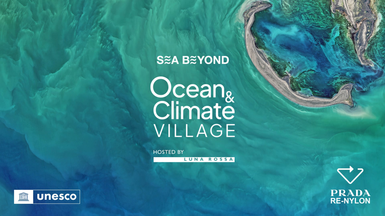 Official Ocean&Climate Village event video cover featuring SEABEYOND, Luna Rossa and UNESCO branding