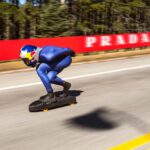 Diego Poncelet riding during the Prada Linea Rossa and Red Bull speed-record project