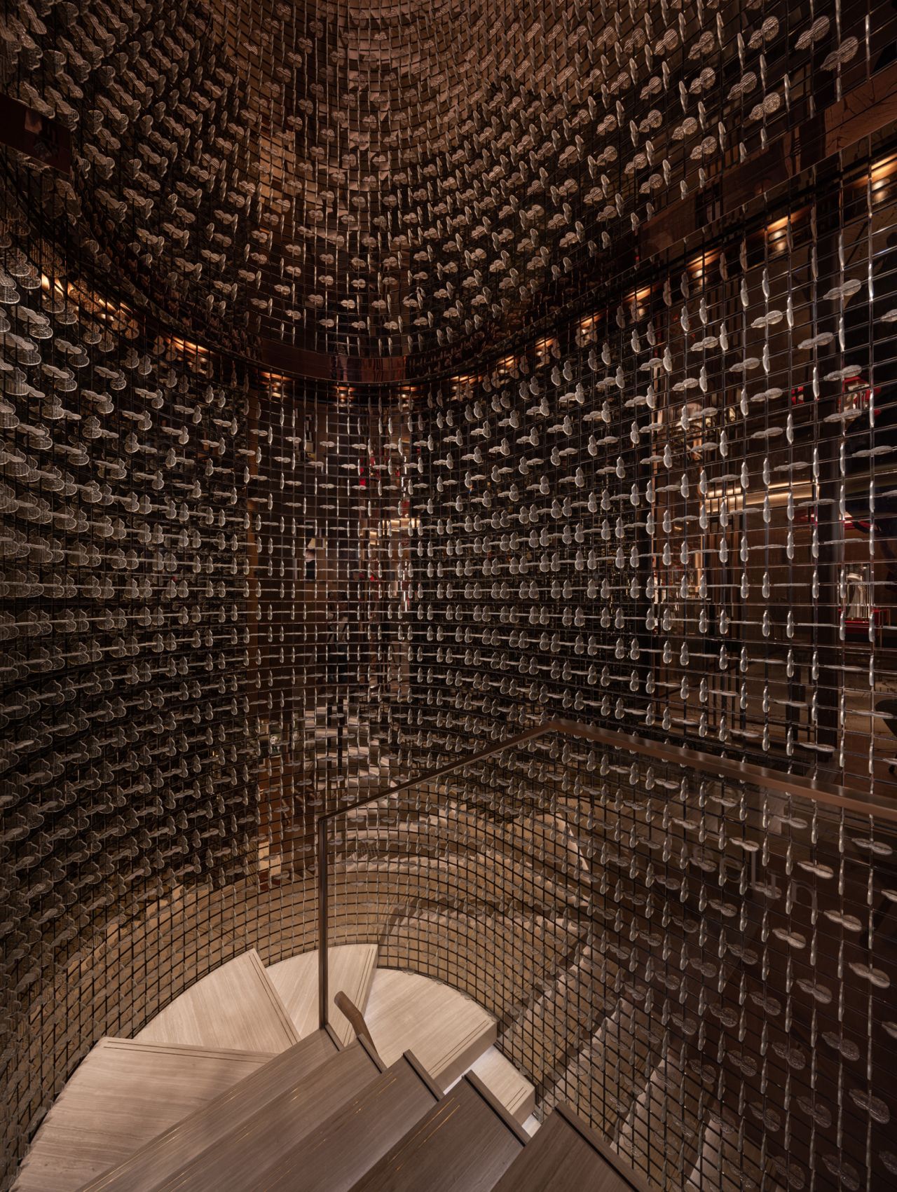 Wulu-inspired staircase and illuminated wall at Qeelin’s Shanghai Xintiandi flagship