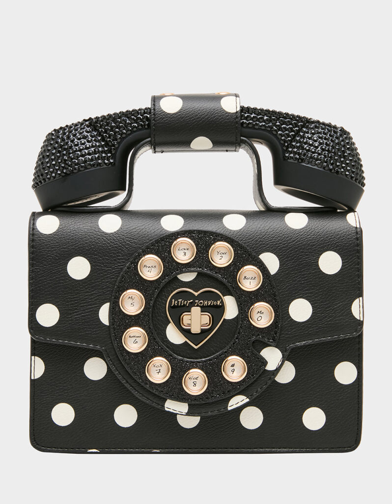 Betsey Johnson Miss Connection telephone-shaped bag in polka dots
