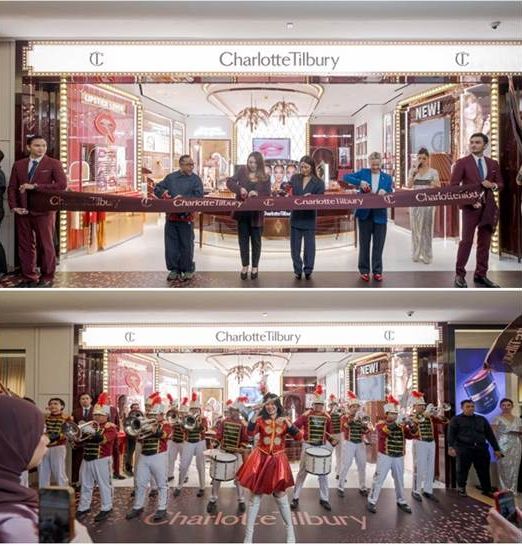 Ribbon-cutting and performers at Charlotte Tilbury’s Plaza Indonesia launch.