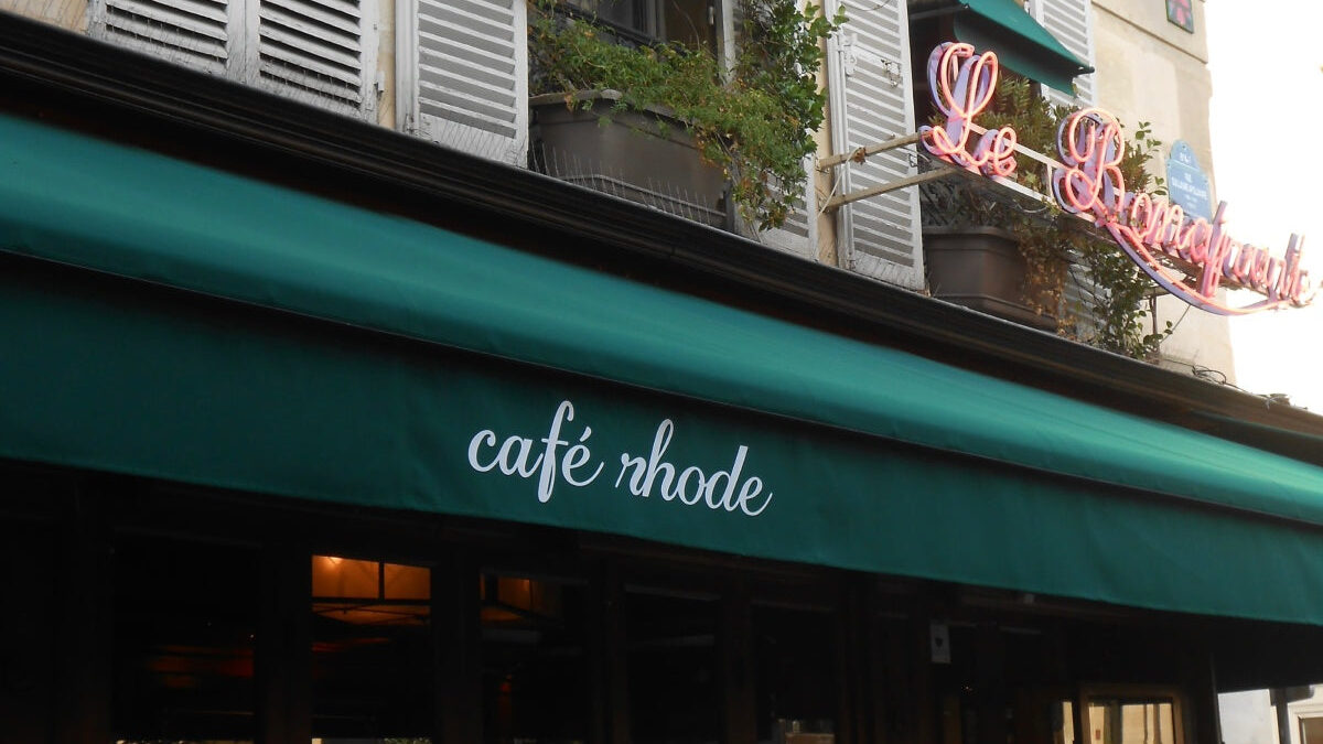 Exterior of café rhode at Le Bonaparte in Paris during the brand's Sephora Europe launch