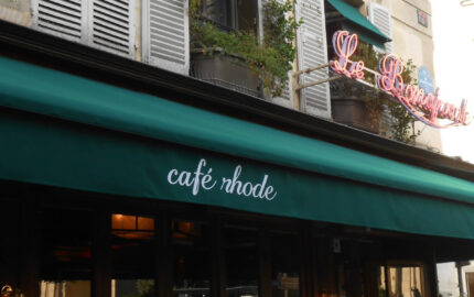 Exterior of café rhode at Le Bonaparte in Paris during the brand's Sephora Europe launch