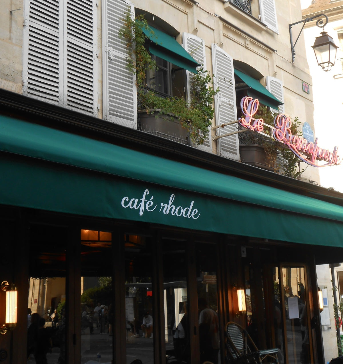 Exterior of café rhode at Le Bonaparte in Paris during the brand's Sephora Europe launch