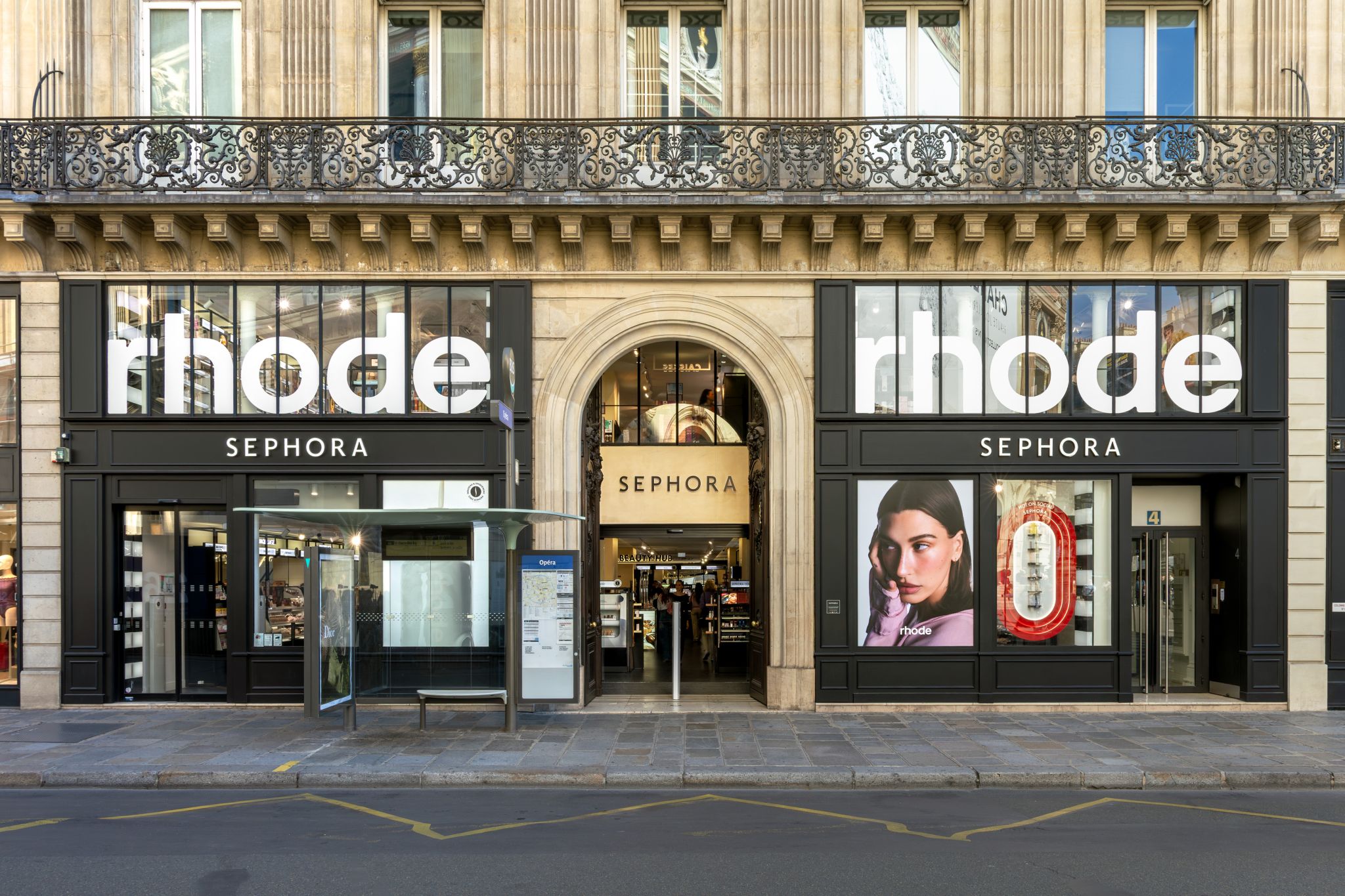 Rhode branding across the facade and windows of a Sephora store