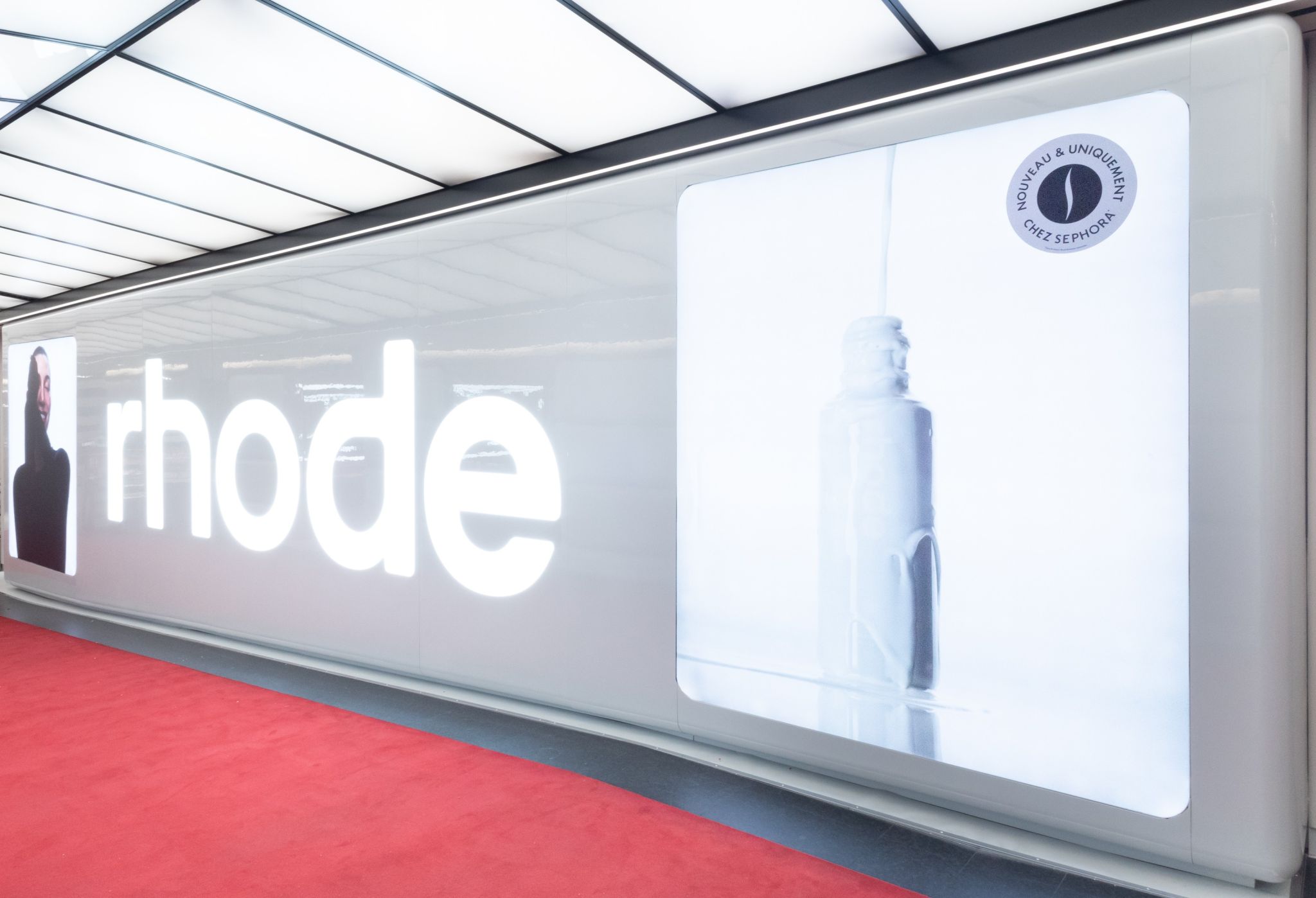 Illuminated Rhode branding at Sephora Champs-Elysees
