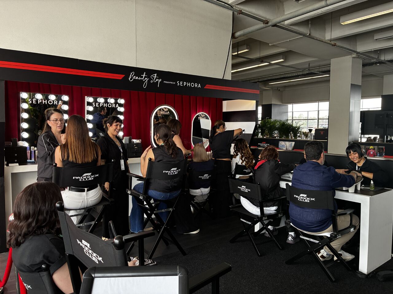 Sephora Glam Bar makeup stations at the Austin race weekend