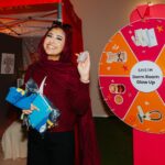 SHEIN campus activation with a promotional prize wheel
