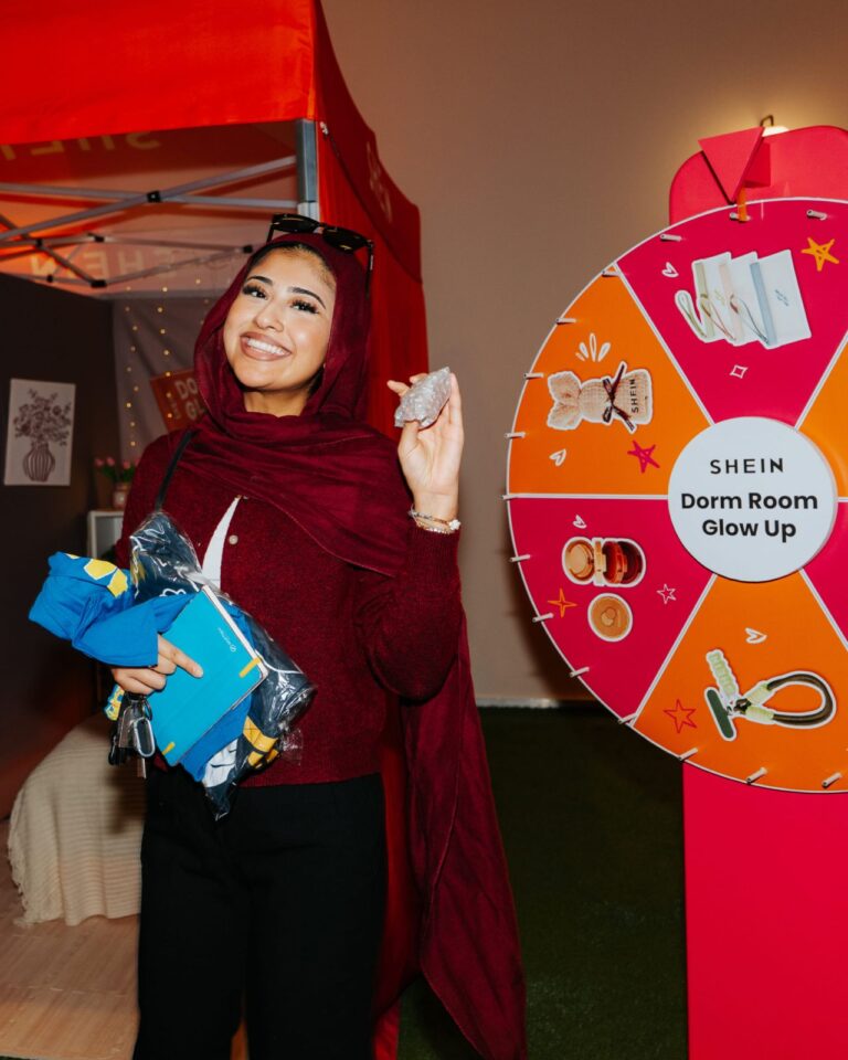 SHEIN campus activation with a promotional prize wheel
