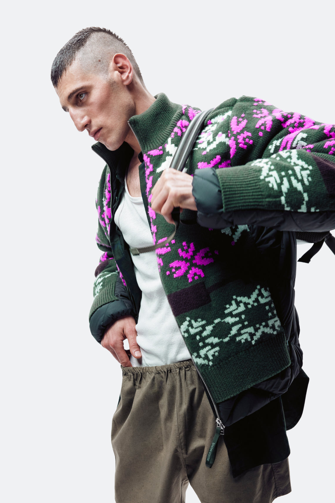 Model wearing Snow Goose by Canada Goose Fall/Winter 2026 clothing in an official collection image