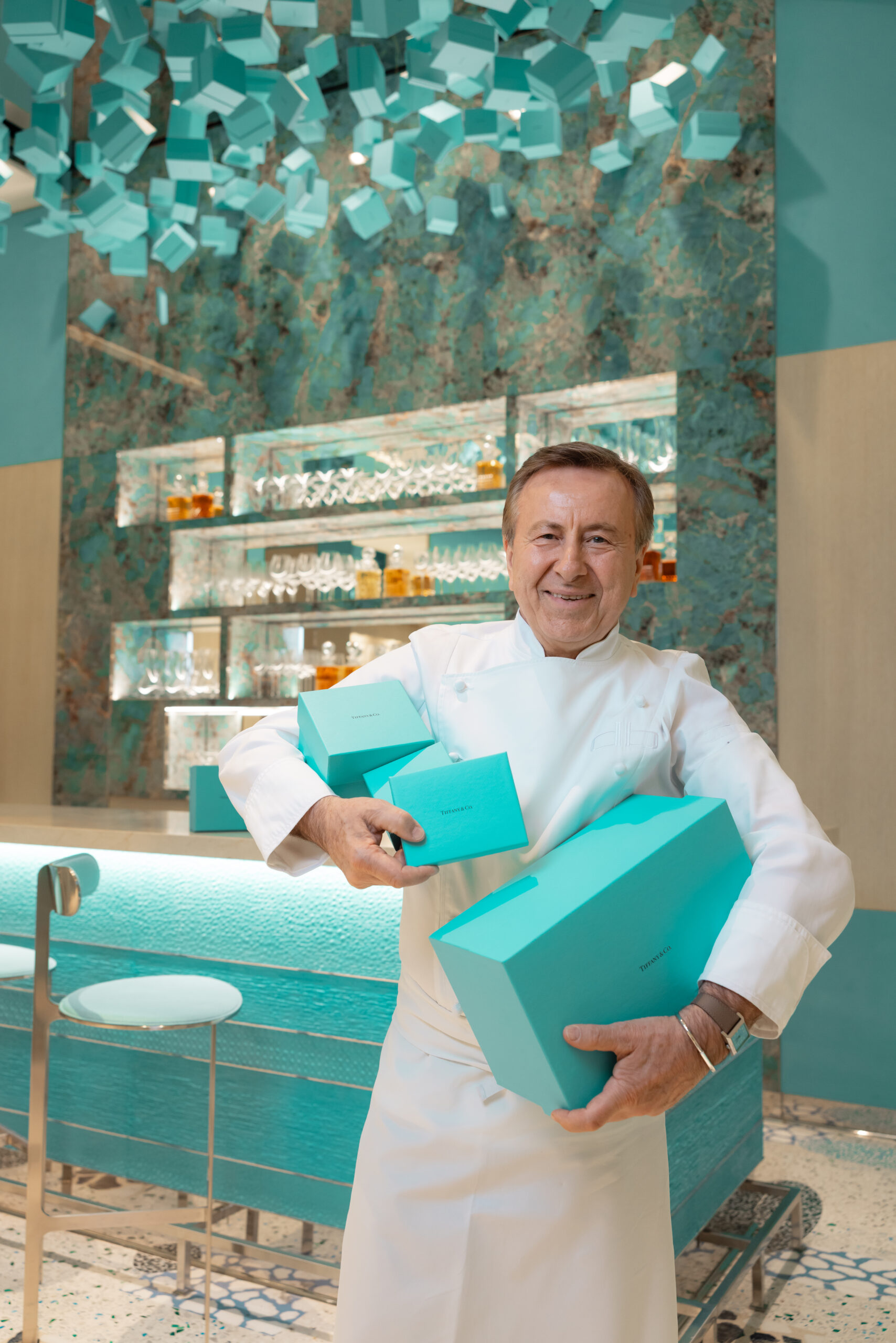 Chef Daniel Boulud inside Blue Box Café at Tiffany & Co. South Coast Plaza
