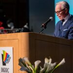 Tommy Hilfiger speaking at the Argetsinger Award gala