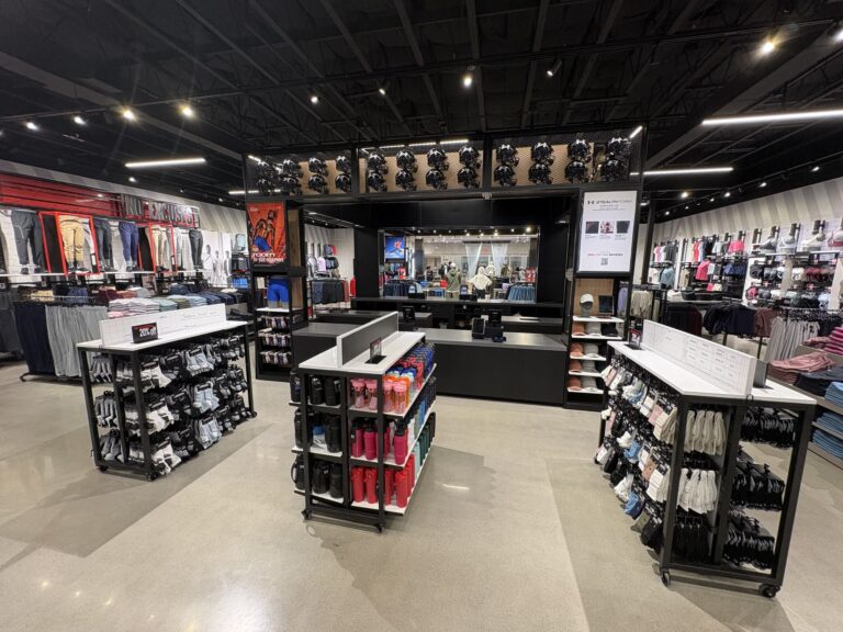 Sales floor and checkout at the Under Armour Bozeman Sports House in Montana