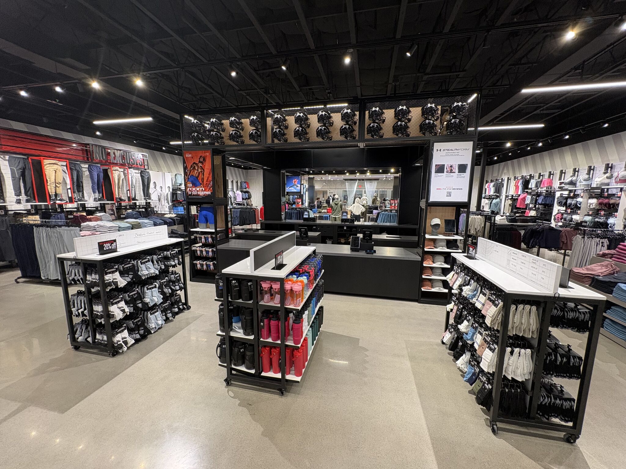 Sales floor and checkout at the Under Armour Bozeman Sports House in Montana