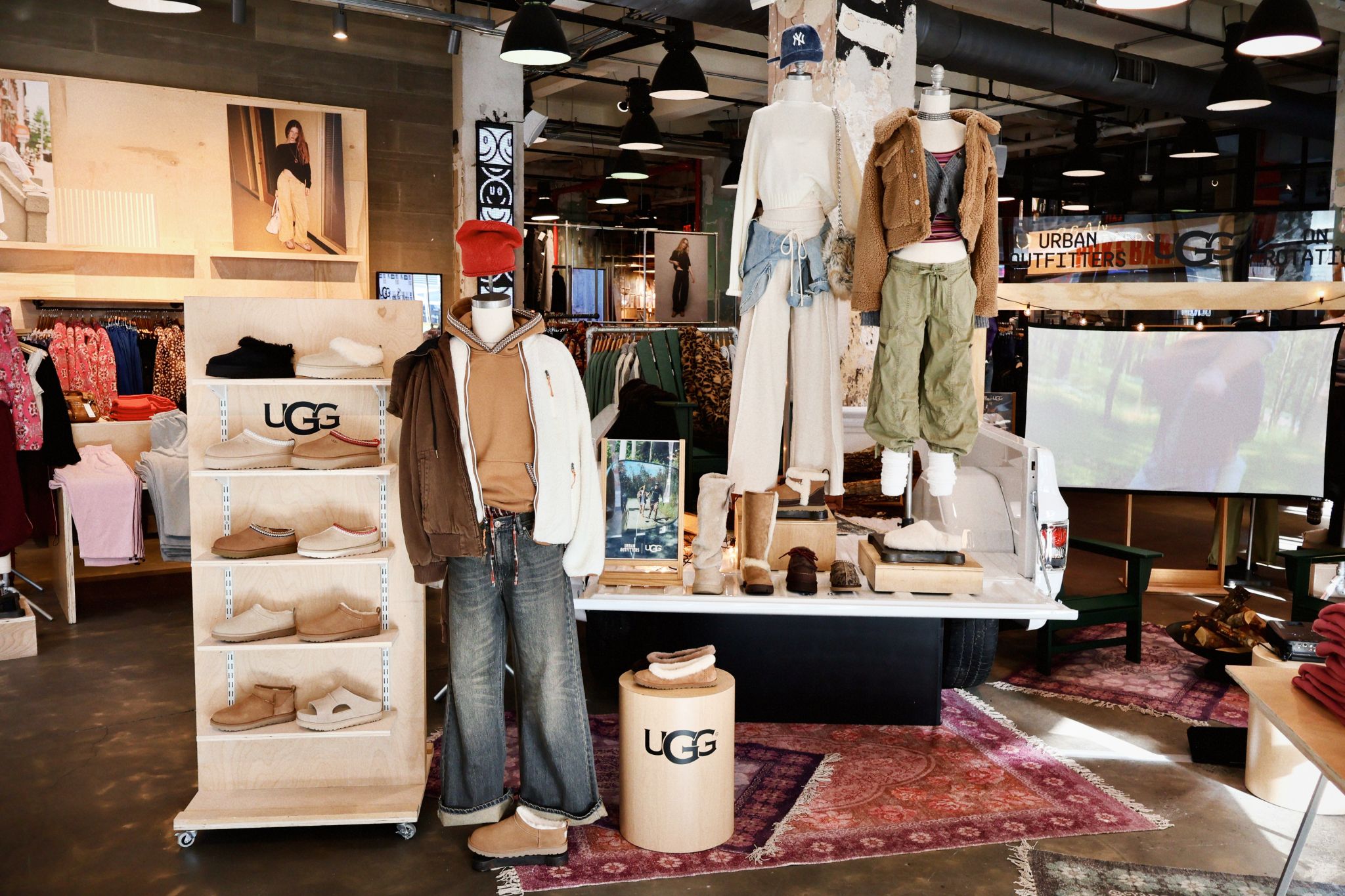 UGG footwear and apparel displayed in Urban Outfitters On Rotation installation