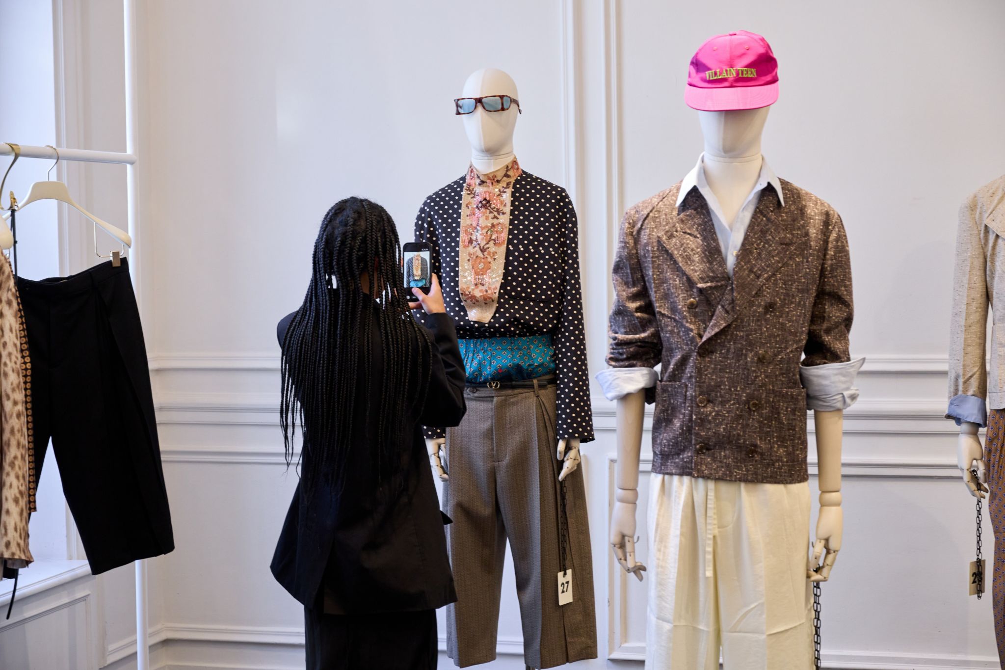Valentino garments presented on mannequins during the student visit
